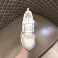 Dior Unisex Shoes CD B22 Sneaker Cream Technical Mesh Beige White Smooth Calfskin (5)