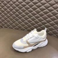 Dior Unisex Shoes CD B22 Sneaker Cream Technical Mesh Beige White Smooth Calfskin (5)