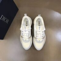 Dior Unisex Shoes CD B22 Sneaker Cream Technical Mesh Beige White Smooth Calfskin (5)