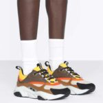Dior Unisex Shoes CD B22 Sneaker Yellow White Technical Mesh Ebony Camel Smooth Calfskin - Bild 11