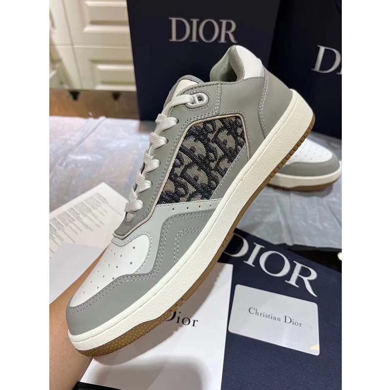 Dior Unisex Shoes CD B27 Low-Top Sneaker Gray White Smooth Calfskin (7)