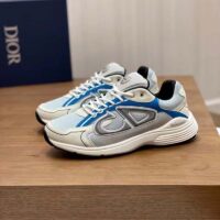 Dior Unisex Shoes CD B30 Sneaker Light Blue Mesh Gray White Technical Fabric (8)
