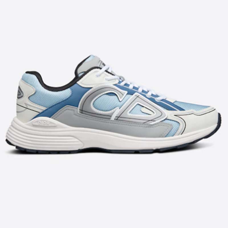 Dior Unisex Shoes CD B30 Sneaker Light Blue Mesh Gray White Technical Fabric