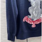 Dior Men CD Bobby Sweater Navy Blue Cashmere Jacquard Ribbed Round Collar - Image 7