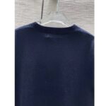 Dior Men CD Bobby Sweater Navy Blue Cashmere Jacquard Ribbed Round Collar - Image 9