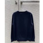 Dior Men CD Bobby Sweater Navy Blue Cashmere Jacquard Ribbed Round Collar - Image 3