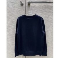 Dior Women CD Bobby Sweater Navy Blue Cashmere Jacquard Ribbed Round Collar (7)
