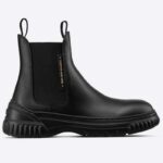 Dior Damen CD D-Racer Ankle Boot Schwarzes Kalbsleder Vorder- und Hinterlaschen