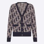 Cárdigan Dior Oblique CD Dior para mujer, color azul marino, de lana jacquard