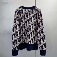 Dior Women CD Dior Oblique Cardigan Navy Blue Wool Jacquard (1)