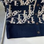 Dior Men CD Dior Oblique Cardigan Navy Blue Wool Jacquard – Image 7