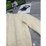 Dior Women CD Macrocannage Zipped Cardigan White Technical Wool Cashmere Knit – Image 5