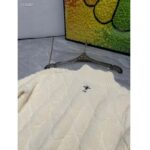 Dior Women CD Macrocannage Zipped Cardigan White Technical Wool Cashmere Knit – Image 4