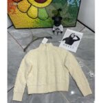 Dior Women CD Macrocannage Zipped Cardigan White Technical Wool Cashmere Knit – Image 2