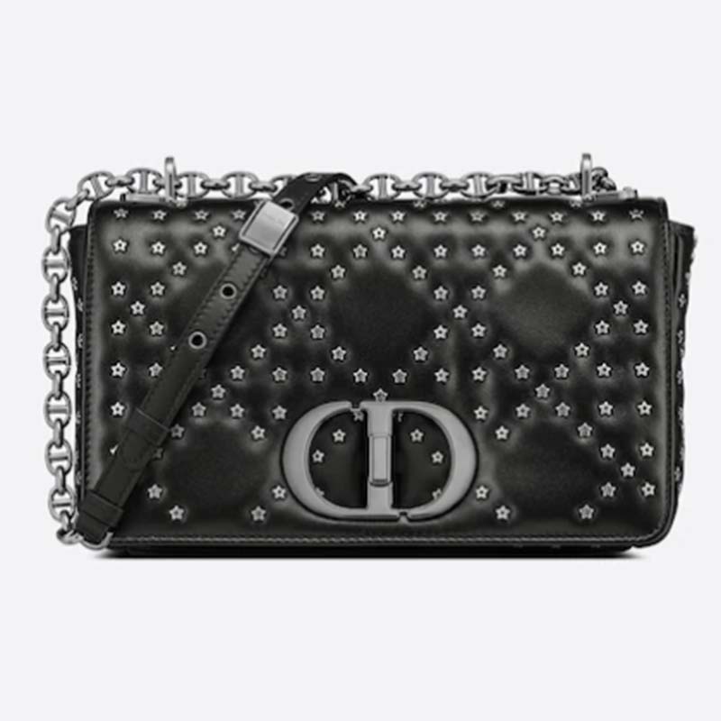Dior Women CD Medium Dior Caro Bag Black Lucky Star Cannage Lambskin