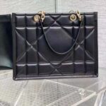 Dior Women CD Medium Dior Essential Tote Bag Black Archicannage Calfskin – Image 3