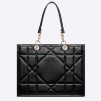 Dior Women CD Medium Dior Essential Tote Bag Black Archicannage Calfskin (7)