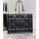 Dior Women CD Medium Dior Essential Tote Bag Black Archicannage Calfskin – Image 4