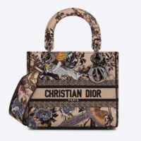 Dior Women CD Medium Lady D-Lite Bag Beige Multicolor Dior Jardin D'Hiver Embroidery