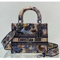 Dior Women CD Medium Lady D-Lite Bag Beige Multicolor Dior Jardin D’Hiver Embroidery (1)