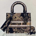 Dior Women CD Medium Lady D-Lite Bag Black Cornely-Effect Jardin D'Hiver Embroidery - Image 2
