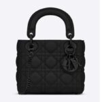 Sac Mini Lady Dior CD Femme en cuir de veau Cannage noir ultra-mat