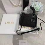 Dior Women CD Mini Lady Dior Bag Black Ultramatte Cannage Calfskin – Image 3