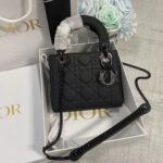 Dior Women CD Mini Lady Dior Bag Black Ultramatte Cannage Calfskin – Image 2