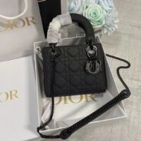 Dior Women CD Mini Lady Dior Bag Black Ultramatte Cannage Calfskin (1)