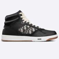 Dior Women Shoes CD B27 High-Top Sneaker Black Smooth Calfskin Beige Oblique Jacquard (1)