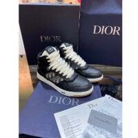 Dior Women Shoes CD B27 High-Top Sneaker Black Smooth Calfskin Beige Oblique Jacquard (1)