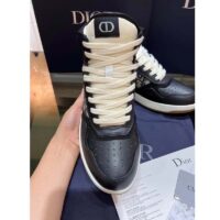 Dior Women Shoes CD B27 High-Top Sneaker Black Smooth Calfskin Beige Oblique Jacquard (1)