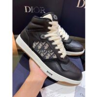 Dior Women Shoes CD B27 High-Top Sneaker Black Smooth Calfskin Beige Oblique Jacquard (1)