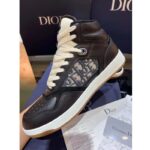 Dior Unisex Shoes CD B27 High-Top Sneaker Black Smooth Calfskin Beige Oblique Jacquard - Image 3