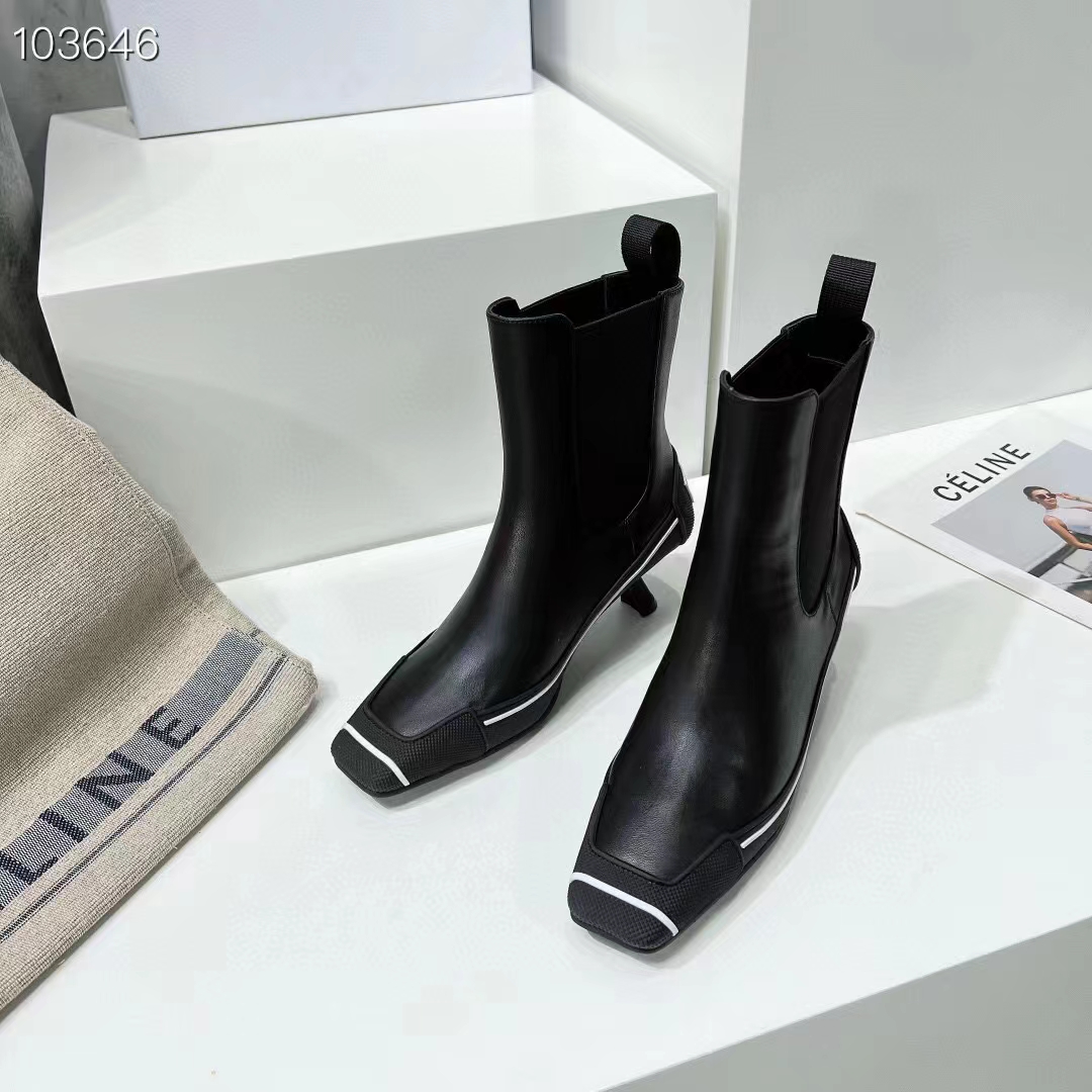 Dior Women Shoes D-Motion Heeled Ankle Boot Black Supple Calfskin Rubber