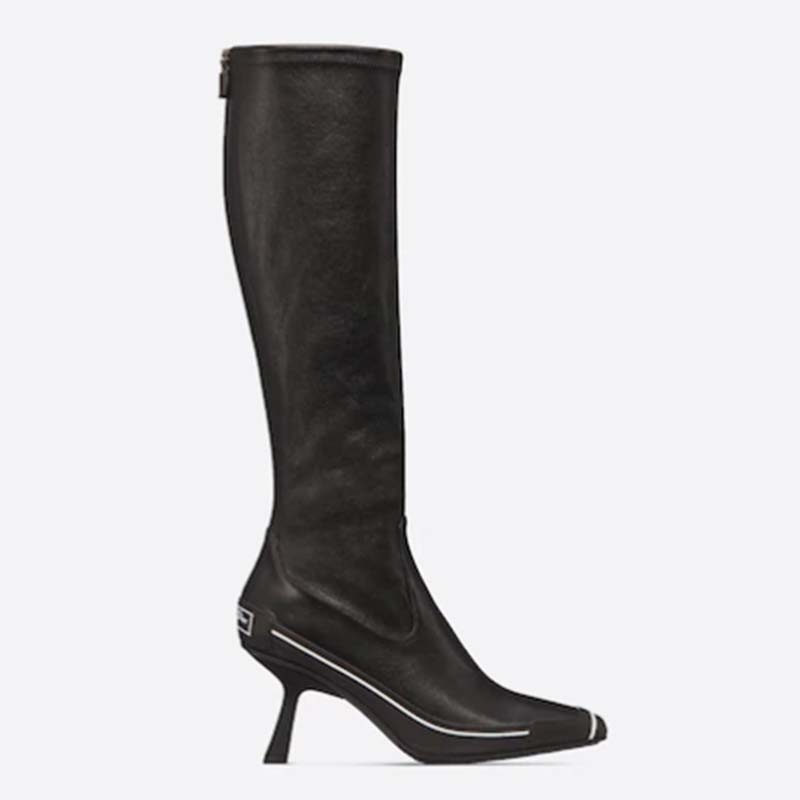 Dior Women Shoes D-Motion Heeled Boot Black Stretch Lambskin Rubber