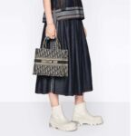 Dior Women Small Dior Book Tote Blue Dior Oblique Embroidery - Image 12