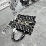 Dior Women Small Dior Book Tote Blue Dior Oblique Embroidery - Image 4