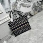 Dior Women Small Dior Book Tote Blue Dior Oblique Embroidery - Image 5