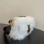 Fendi Women FF Baguette Brooch White Mohair Wool Bag - Image 3