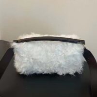 Fendi Women FF Baguette Brooch White Mohair Wool Bag (3)