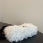 Fendi Women FF Baguette Brooch White Mohair Wool Bag - Image 4