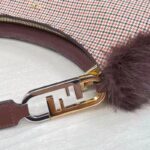Fendi Women FF O’Lock Swing Brown Houndstooth Wool Fox Fur Pouch - Bild 7