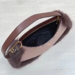 Fendi Women FF O’Lock Swing Brown Houndstooth Wool Fox Fur Pouch - Bild 6