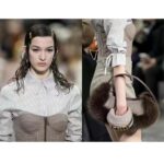 Fendi Women FF O’Lock Swing Brown Houndstooth Wool Fox Fur Pouch - Bild 9