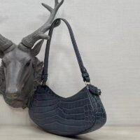 Fendi Women FF O’Lock Swing Dark Blue Crocodile Leather Pouch (7)