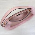 Fendi Women FF O’Lock Swing Pale Pink Leather Fox Fur Pouch - Image 6