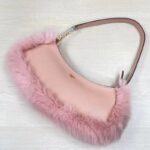Fendi Women FF O’Lock Swing Pale Pink Leather Fox Fur Pouch - Image 2