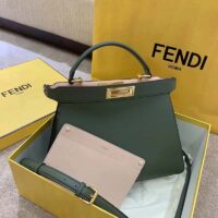 Fendi Women FF Peekaboo Medium Calfskin Leather Bag-Dark Green (10)