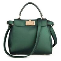 Fendi Women FF Peekaboo Medium Calfskin Leather Bag-Dark Green (10)